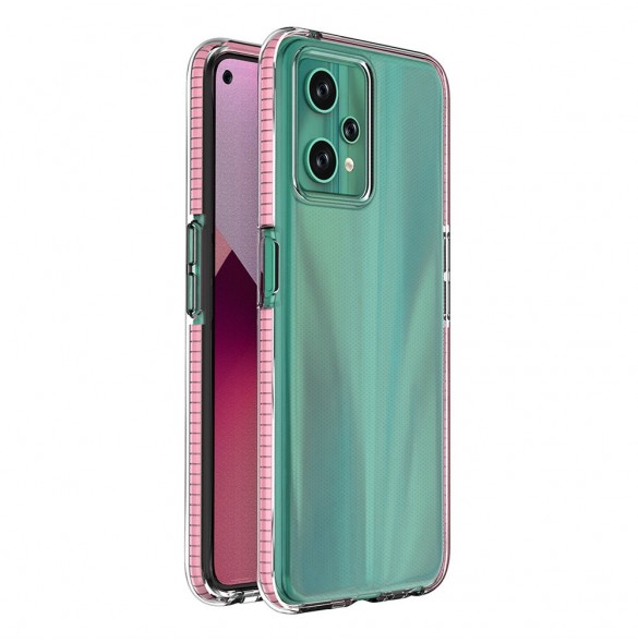 Spring Case för Realme 9 Pro silikonöverdrag med ram ljusrosa
