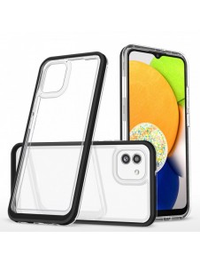Klart 3-i-1 fodral för Samsung Galaxy A03 silikonskal med ram svart