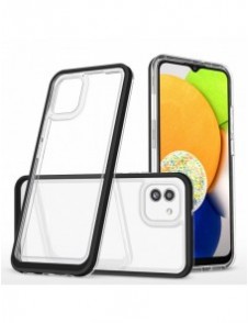 Klart 3-i-1 fodral för Samsung Galaxy A03 silikonskal med ram svart