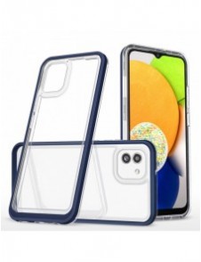 Klart 3-i-1 fodral för Samsung Galaxy A03 silikonskal med ram blå