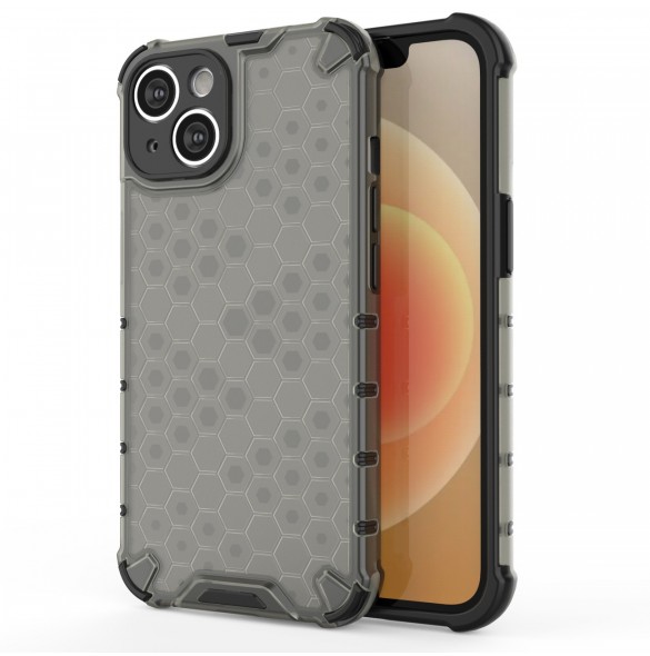 Honeycomb-fodral till iPhone 14 pansarhybridskal svart