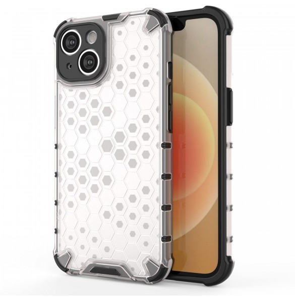 Honeycomb-fodral för iPhone 14 pansarhybridskal transparent
