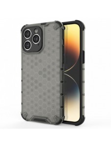 Honeycomb-fodral till iPhone 14 Pro pansarhybridskal svart