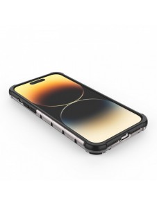 Honeycomb-fodral till iPhone 14 Pro pansarhybridskal svart