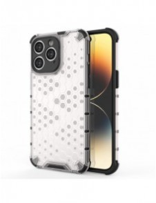 Honeycomb-fodral för iPhone 14 Pro pansarhybridskal genomskinligt