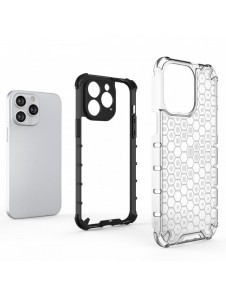 Honeycomb-fodral för iPhone 14 Pro pansarhybridskal genomskinligt