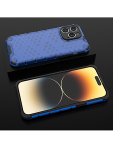 Honeycomb-fodral till iPhone 14 Pro Max pansarhybridskal blå