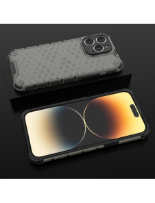 Honeycomb-fodral för iPhone 14 Pro Max pansarhybridfodral genomskinligt