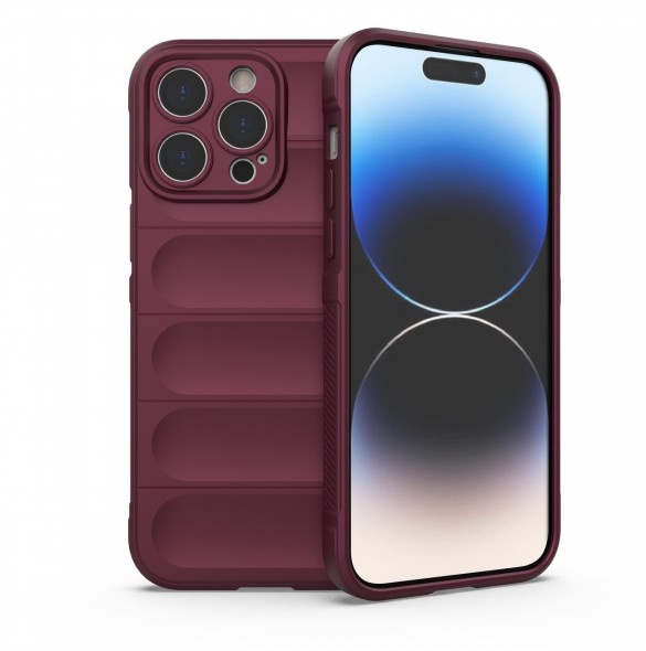 Magic Shield Case-fodral till iPhone 14 Pro Max elastiskt pansarfodral i vinröd