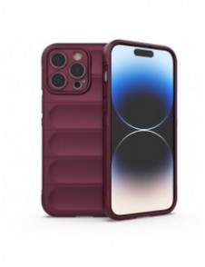 Magic Shield Case-fodral till iPhone 14 Pro Max elastiskt pansarfodral i vinröd
