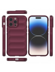 Magic Shield Case-fodral till iPhone 14 Pro Max elastiskt pansarfodral i vinröd