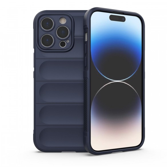 Magic Shield Case-fodral för iPhone 14 Pro Max flexibelt bepansrat mörkblått skal