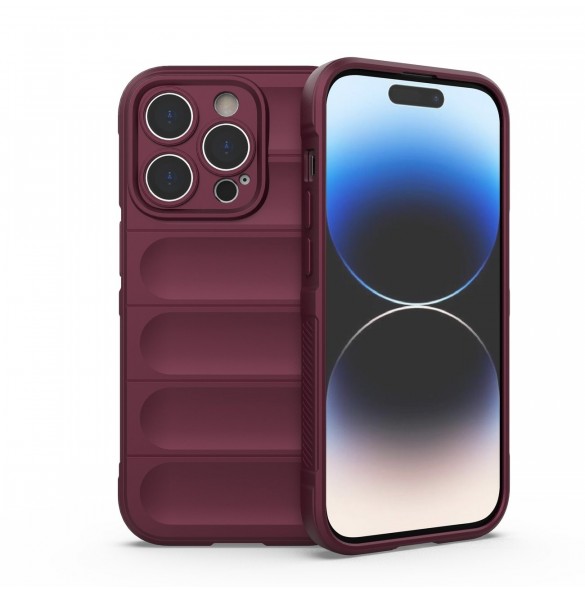 Magic Shield Case-fodral till iPhone 14 Pro elastiskt pansarskal i vinrött