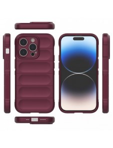 Magic Shield Case-fodral till iPhone 14 Pro elastiskt pansarskal i vinrött