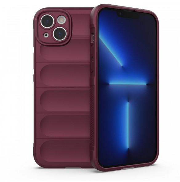 Magic Shield Case fodral för iPhone 14 Plus elastiskt pansarfodral i vinröd