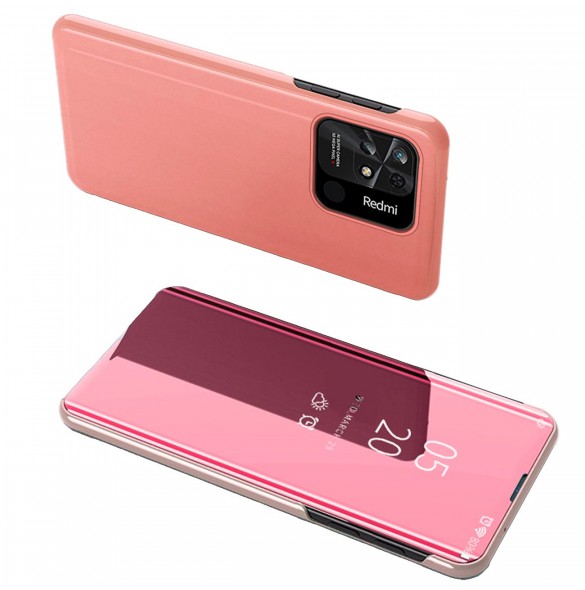 Clear View Case-fodral för Xiaomi Redmi 10C-fodral med en flik rosa