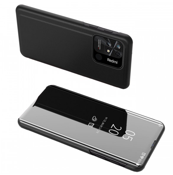 Clear View Case-fodral för Xiaomi Redmi 10C-fodral med en flik svart