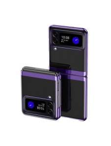 Plätering Fodral för Samsung Galaxy Z Flip 4 skal med en metallisk ram lila