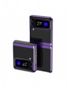 Plätering Fodral för Samsung Galaxy Z Flip 4 skal med en metallisk ram lila