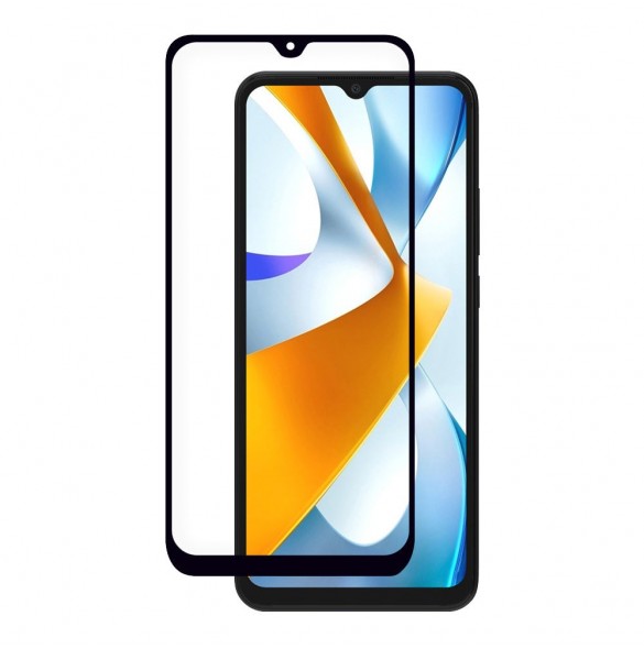Xiaomi Poco C40 9H helskärmshärdat glas med svart ram
