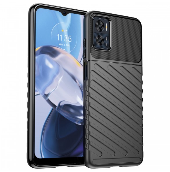 Thunder Case fodral för Motorola Moto E32 silikon pansarfodral svart