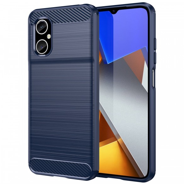 Carbon Case Cover för Xiaomi Redmi Note 11E /Redmi 10 5G / Redmi 10 Prime+ 5G / Poco M4 5G Flexibelt Silikon Carbon Cover Blu