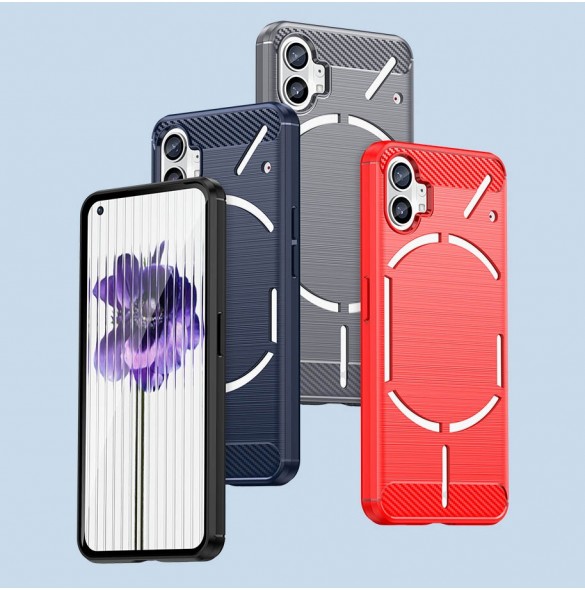 Carbon Case Nothing Telefon 1 flexibel silikon kolfodral svart