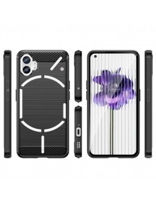 Carbon Case Nothing Telefon 1 flexibel silikon kolfodral svart