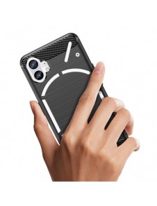 Carbon Case Nothing Telefon 1 flexibel silikon kolfodral svart