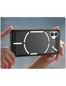 Carbon Case Nothing Telefon 1 flexibel silikon kolfodral svart