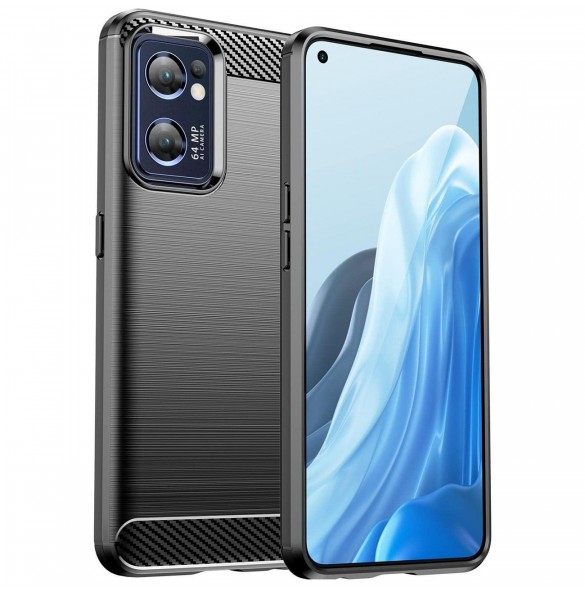 Carbon Case för Realme Narzo 50 5G flexibel silikon kolfodral svart