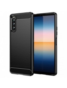 Carbon Case för Sony Xperia 10 IV flexibel silikon kolfodral svart