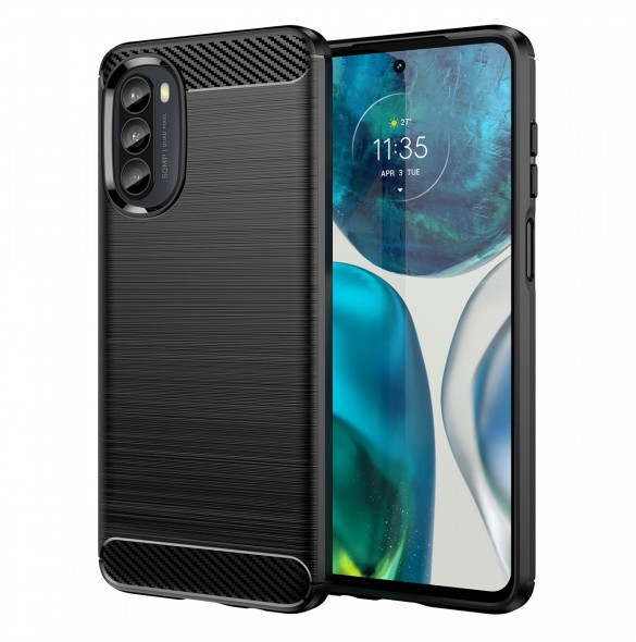 Carbon Case lock Motorola Moto G82 5G / Moto G52 flexibelt silikon kolfodral svart