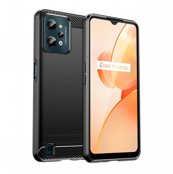 Carbon Case väska för Realme C31 flexibel silikon kolfodral svart