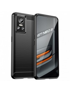 Carbon Case-fodral för Realme GT Neo 3 flexibelt silikon kolfodral svart