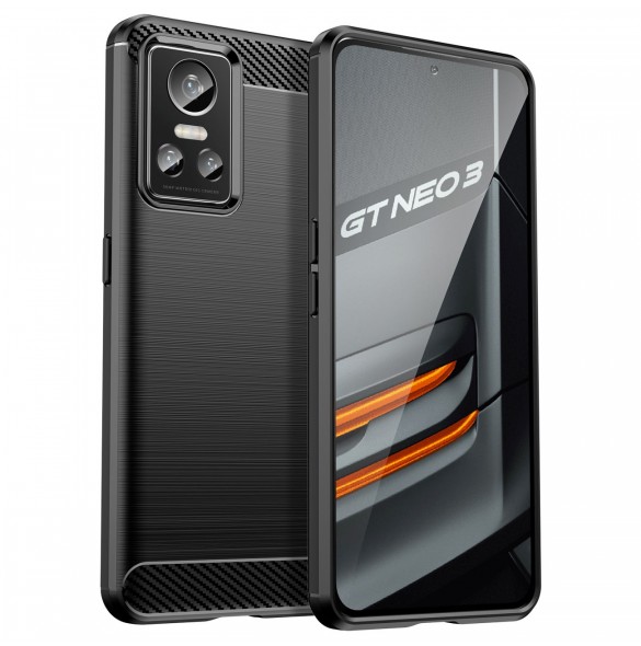 Carbon Case-fodral för Realme GT Neo 3 flexibelt silikon kolfodral svart