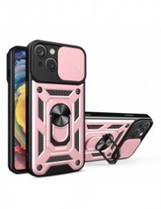 Hybrid Armor Camshield-fodral för iPhone 14 Plus pansarfodral med kamerafodral rosa