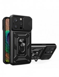 Hybrid Armor Camshield-fodral för iPhone 14 Pro Max pansarfodral med kamerafodral svart