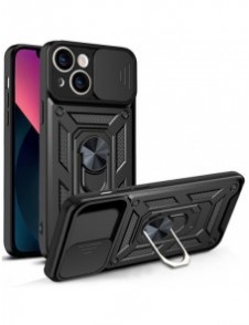 Hybrid Armour Camshield-fodral för iPhone 13 pansarfodral med kamerafodral svart