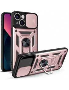 Hybrid Armor Camshield-fodral för iPhone 13 pansarfodral med kamerafodral rosa