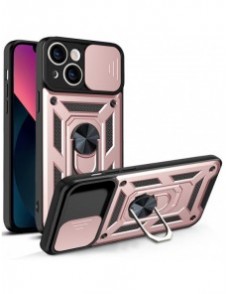 Hybrid Armor Camshield-fodral för iPhone 13 pansarfodral med kamerafodral rosa