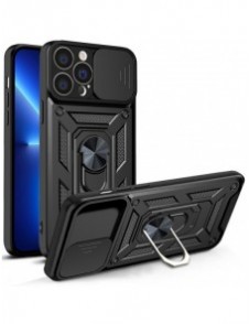 Hybrid Armor Camshield-fodral för iPhone 13 Pro pansarfodral med kamerafodral svart