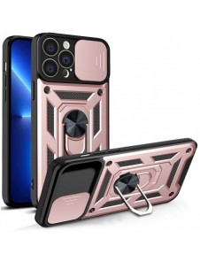 Hybrid Armor Camshield-fodral för iPhone 13 Pro pansarfodral med kamerafodral rosa