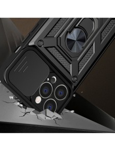 Hybrid Armor Camshield-fodral för iPhone 13 Pro Max pansarfodral med kameraskydd blå