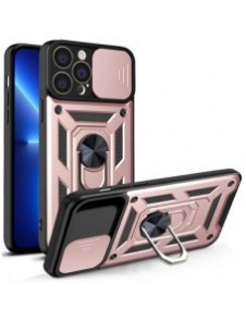 Hybrid Armor Camshield-fodral för iPhone 13 Pro Max pansarfodral med kamerafodral rosa