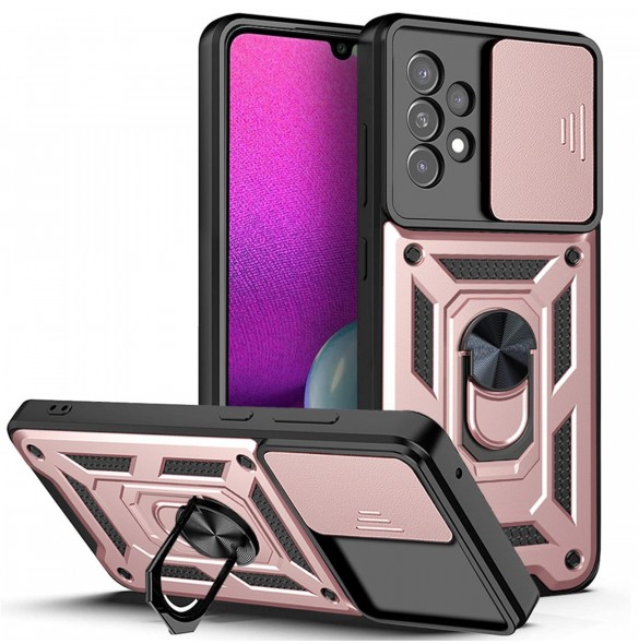 Hybrid Armor Camshield fodral till Samsung Galaxy A53 5G pansarfodral med kamerafodral rosa
