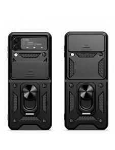 Hybrid Armor Camshield fodral till Samsung Galaxy Z Flip 4 pansarfodral med kamerafodral svart