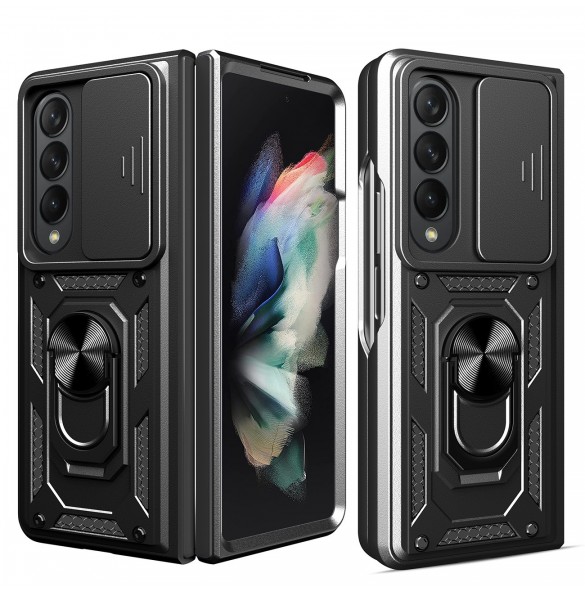 Hybrid Armor Camshield fodral till Samsung Galaxy Z Fold 4 pansarfodral med kamerafodral svart