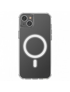 Klart magnetiskt fodral med MagSafe för iPhone 14 Plus med silverring - genomskinlig