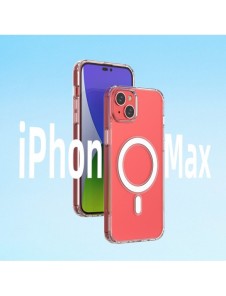 Klart magnetiskt fodral med MagSafe för iPhone 14 Plus med silverring - genomskinlig